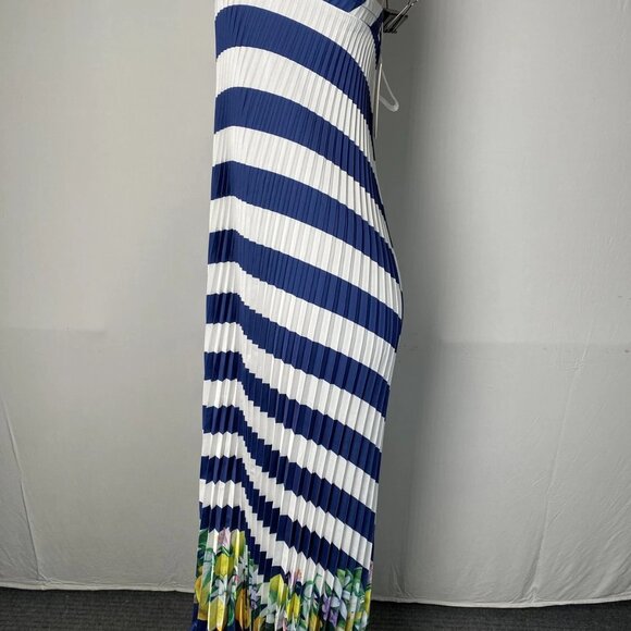 NEW L'LDEE Women’s Palma Strapless Pleated Maxi Dress Size 8 Navy/White - Picture 8 of 11